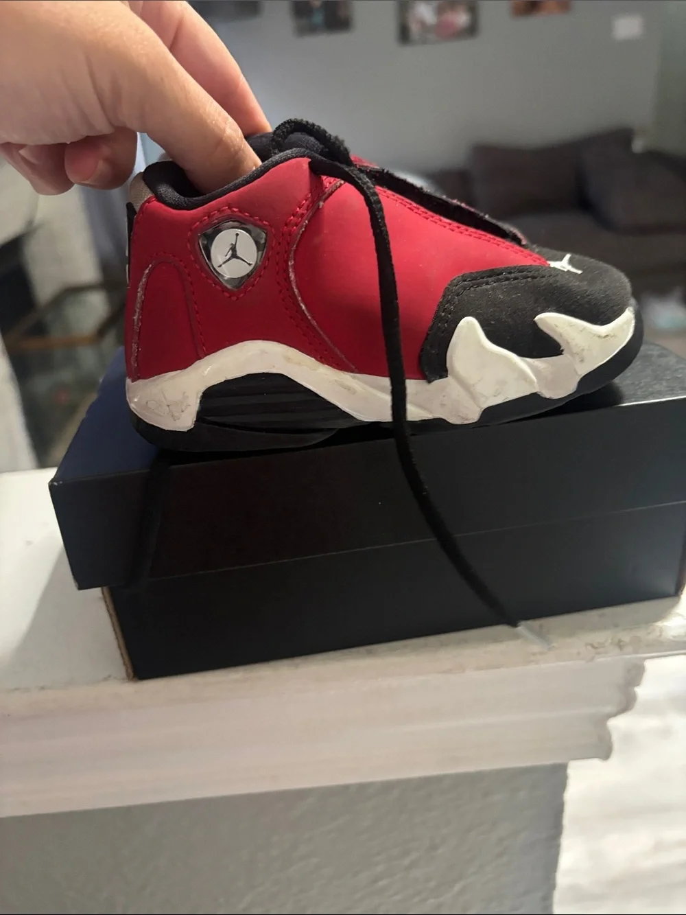 Jordan Kids Red and Black Low-Top Sneakers
